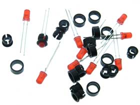 5mm Red LED, Diffused with Mounting Clips, 10 Pack